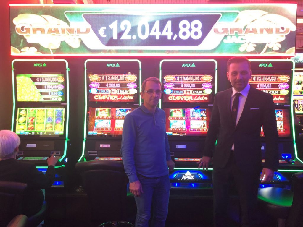 Andreas Deschner Slot Manager at Casino Bad Homburg and Kubilay Özer of APEX gaming Clover Link 'Simply the Best' at Casino Bad Homburg in Germany