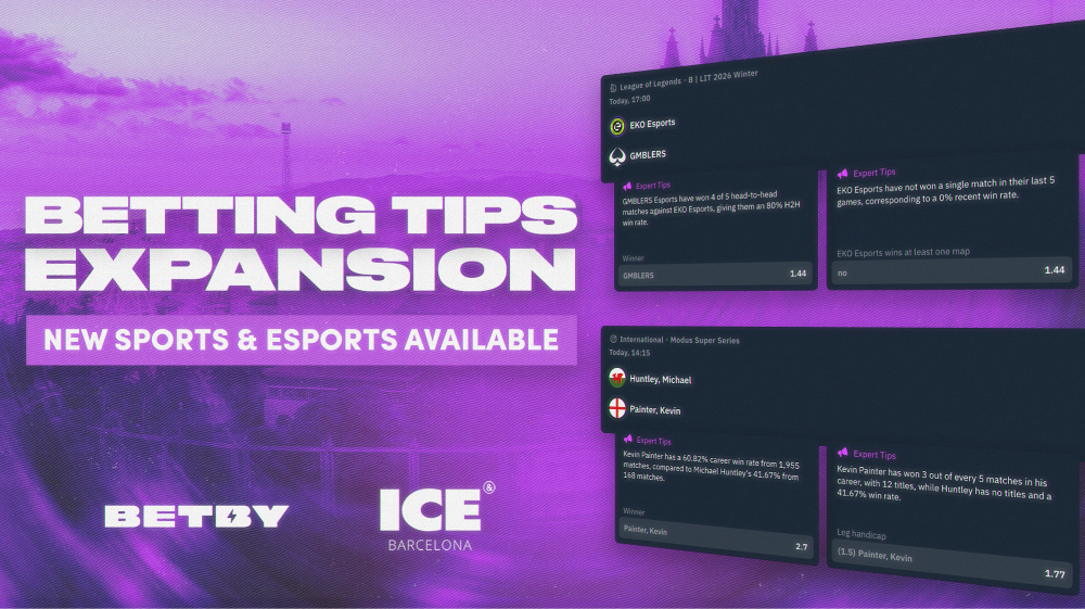 BETBY expands betting tips to industry-leading coverage for sports and esports ahead of ICE Barcelona