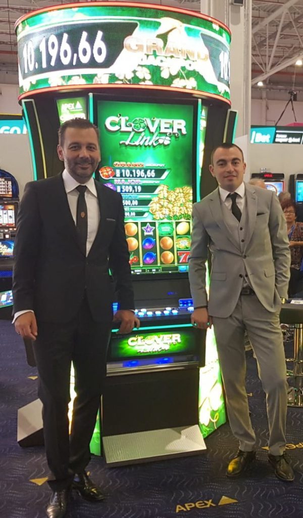 KUBILAY ÖZER and GEORGI LUNGOLOV of APEX gaming at the EAE show All eyes on Clover Link from Apex Gaming at EAE